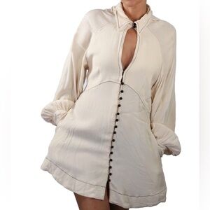 Free People Cream Babetown Puff
Sleeve Mini Dress
